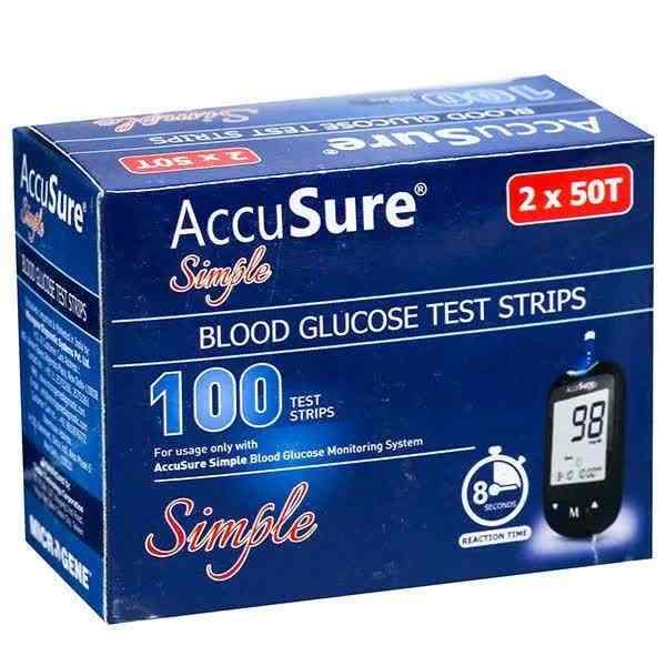 100 STRIPS FOR ACCUSURE SIMPLE BLOOD GLUCOSE MONITOR 100 STRIPS FOR ACCUSURE SIMPLE BLOOD GLUCOSE MONITOR